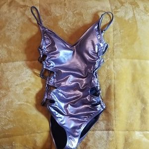 Rio Del Sol metallic grey swimsuit size 0